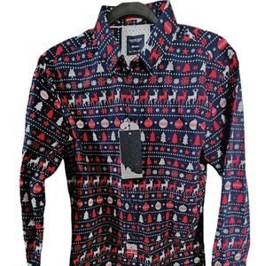 Mens christmas button down Cactus man let it snow